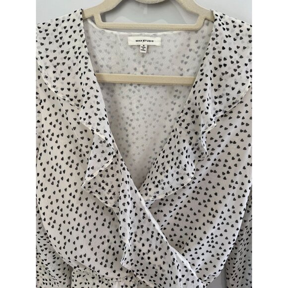Women's Max Studio Long Sleeve Wrap style Ruffle Front Top, size small - Picture 9 of 16